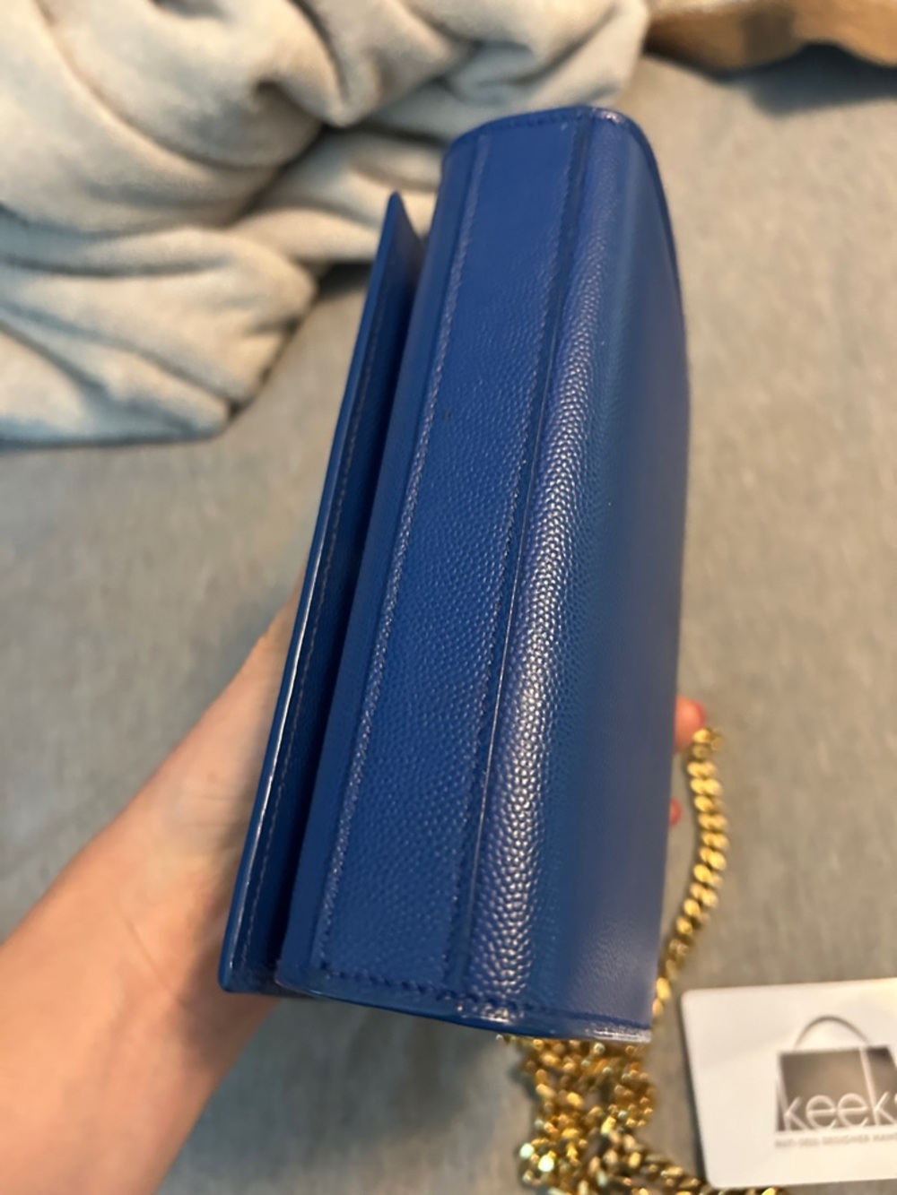 Saint Laurent Royal Blue Chain Wallet with Gold Hardware - Picture 10 of 11